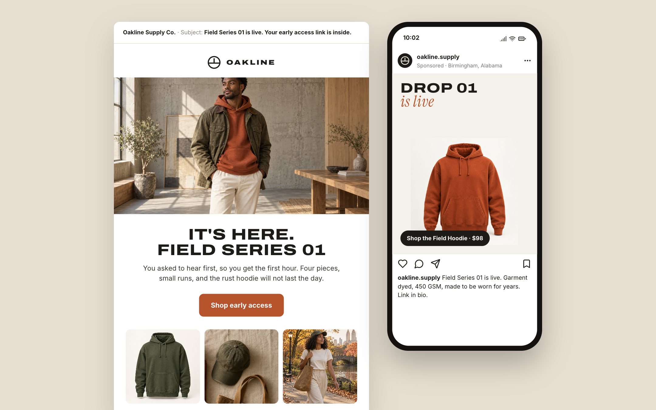 Launch email and social post