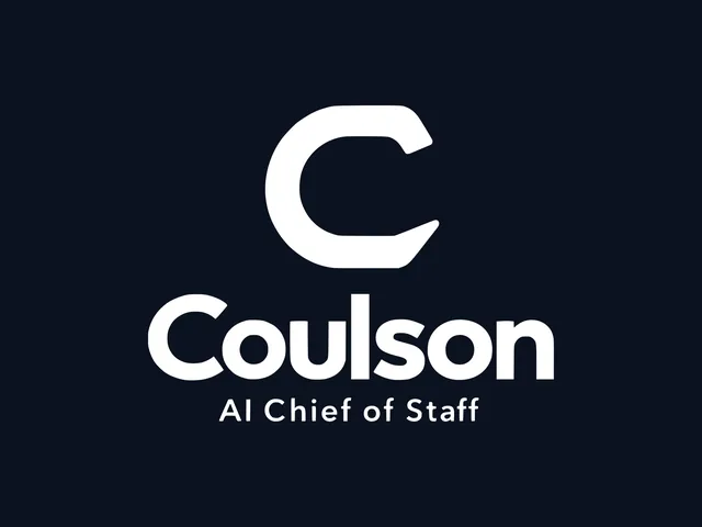 The Coulson mark and signature, AI Chief of Staff, in white on midnight blue