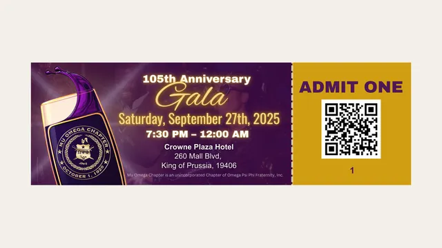A numbered gala ticket with its own QR code, one of 300