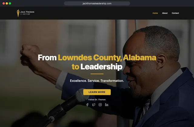 The Jack Thomas Leadership website, with Dr. Thomas speaking