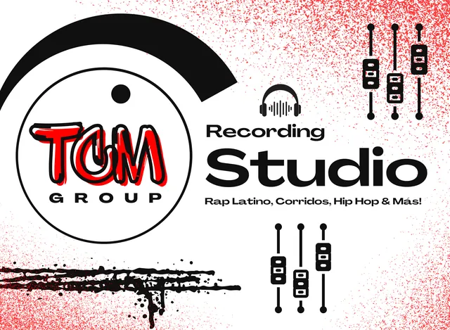 The TCM Group recording studio window sign