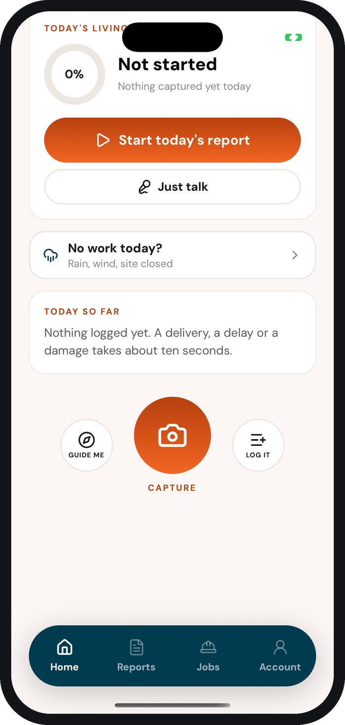 The crew's day: start the report, just talk, or capture a picture