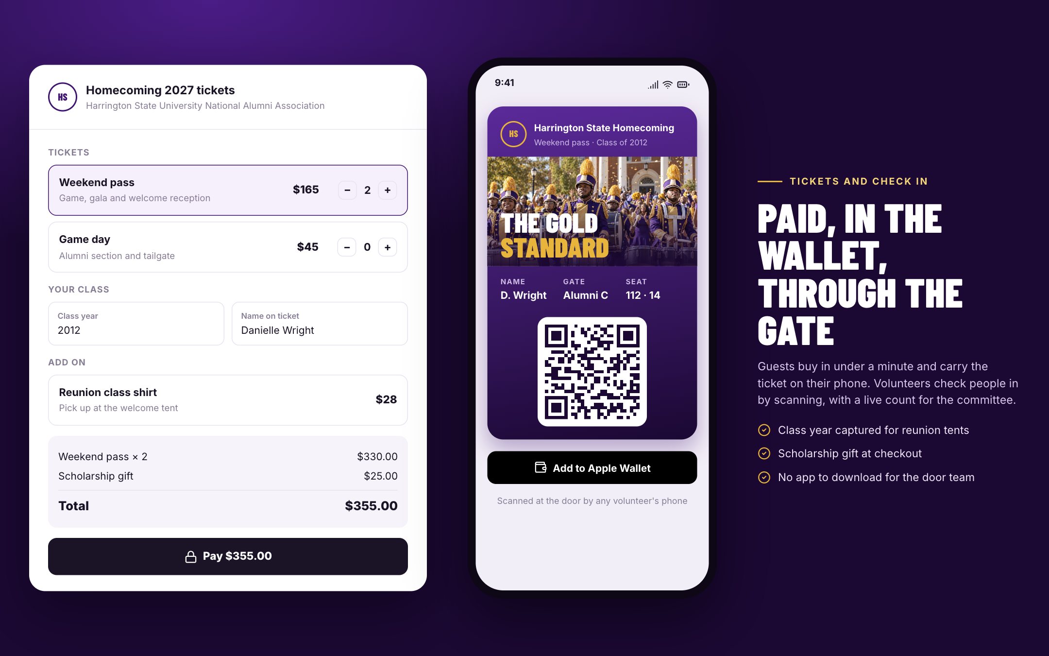 Checkout and the ticket in the phone wallet